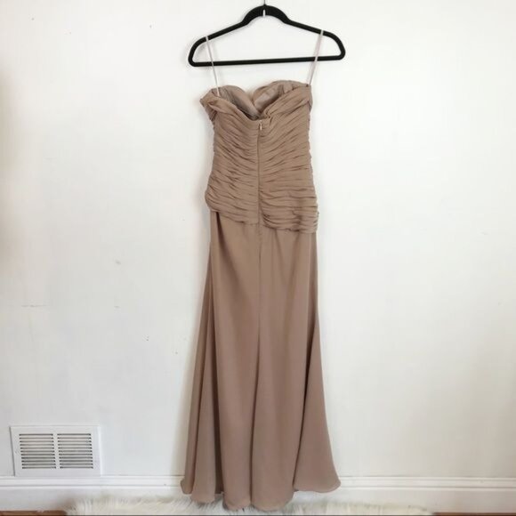 Franssical A-Line mother of bride dress & Bolero jacket tan color size 6 - Picture 6 of 16